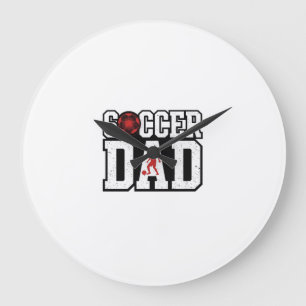 Vintage Soccer Dad Distressed Sports Typography Sh Large Clock