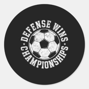 Vintage Soccer Defence Player Wins Championships F Classic Round Sticker