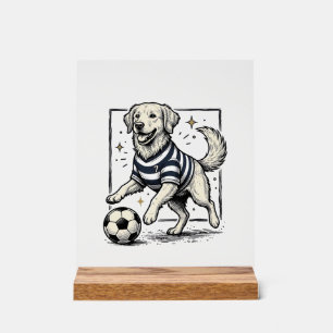 Vintage Soccer Dog Engraving Shirt Design_1 Acrylic Sign