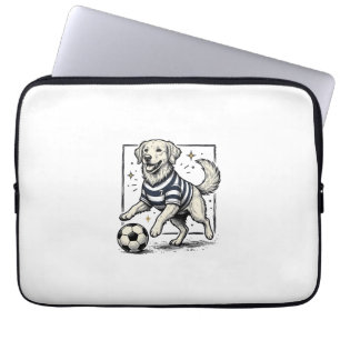 Vintage Soccer Dog Engraving Shirt Design_1 Laptop Sleeve