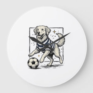 Vintage Soccer Dog Engraving Shirt Design_1 Large Clock