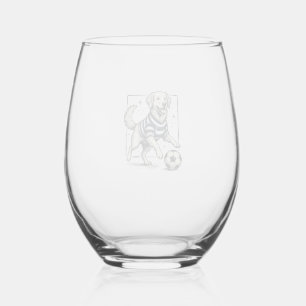 Vintage Soccer Dog Engraving Shirt Design_1 Stemless Wine Glass