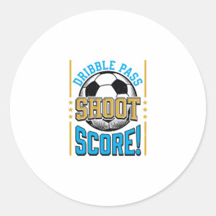 Vintage Soccer Dribble Pass Shoot Score Shirt Desi Classic Round Sticker