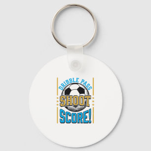 Vintage Soccer Dribble Pass Shoot Score Shirt Desi Key Ring