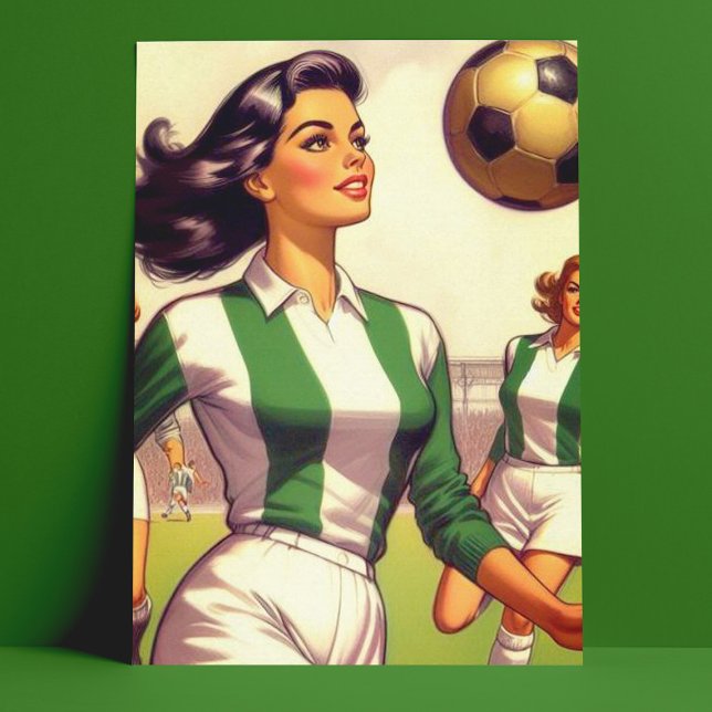 Vintage Soccer Girl Illustration Postcard (Creator Uploaded)