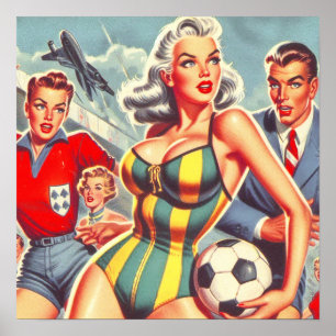 Vintage Soccer Girl Poster