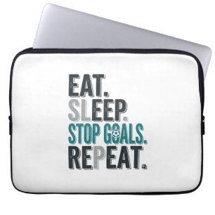 Vintage Soccer Goalie Eat Sleep Stop Goals Shirt_1 Laptop Sleeve