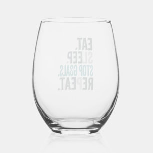 Vintage Soccer Goalie Eat Sleep Stop Goals Shirt_1 Stemless Wine Glass