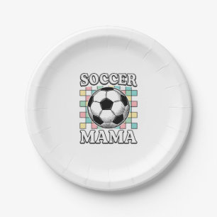 Vintage Soccer Mama Engraving Shirt Design_1 Paper Plate