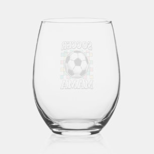 Vintage Soccer Mama Engraving Shirt Design_1 Stemless Wine Glass