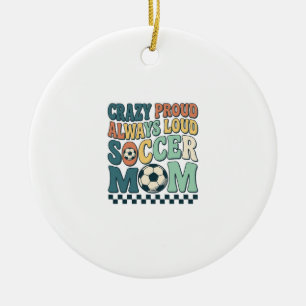 Vintage Soccer Mum Proud Loud Shirt Design_1 Ceramic Tree Decoration