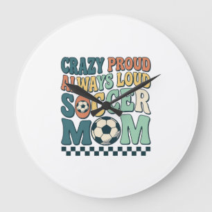 Vintage Soccer Mum Proud Loud Shirt Design_1 Large Clock