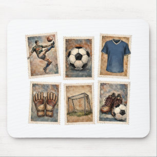 Vintage Soccer Stamps Football Collection Mouse Pad
