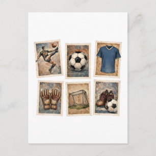 Vintage Soccer Stamps Football Collection Postcard
