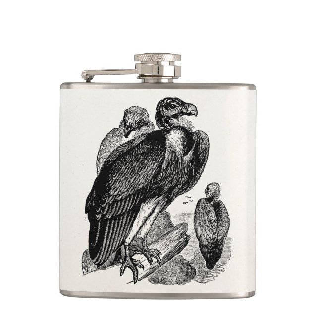 Vintage Sociable Vulture Bird - Vultures Template Hip Flask (Front)