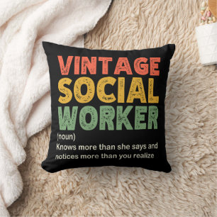Vintage Social Worker Coworker Funny Social Worker Cushion