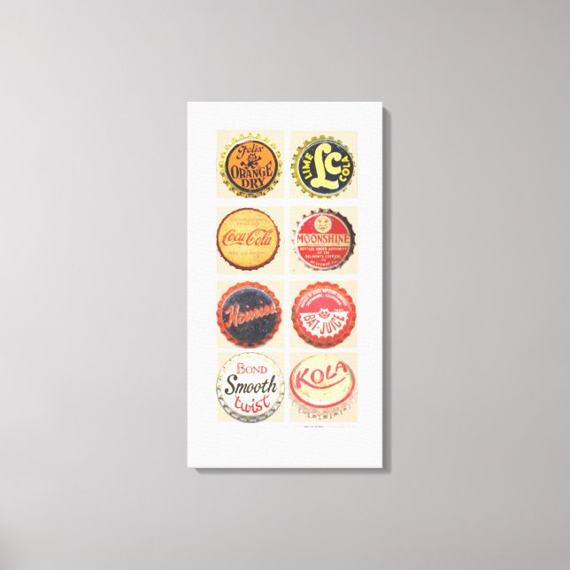 VINTAGE SODA CAPS CANVAS PRINT (Front)