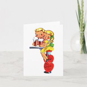 Vintage Soda Shop Couple Valentine Card