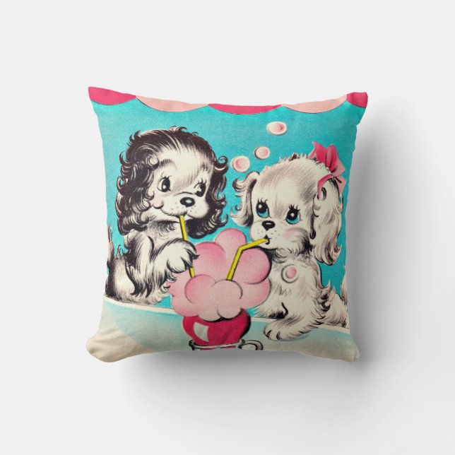 Vintage Soda Shop Puppies Cushion (Front)
