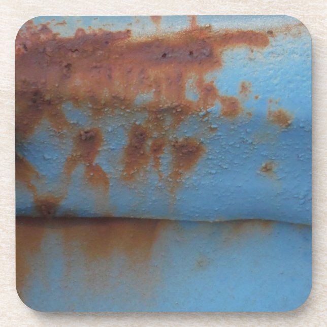 Vintage soft blue rusted coaster (Front)