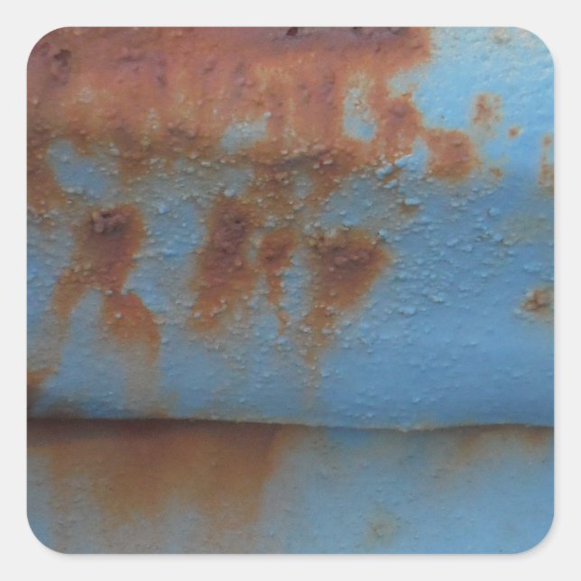 Vintage soft blue rusted square sticker (Front)