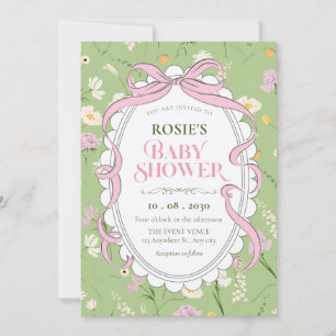 Vintage soft floral baby shower invitation