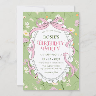 Vintage soft floral birthday invitation