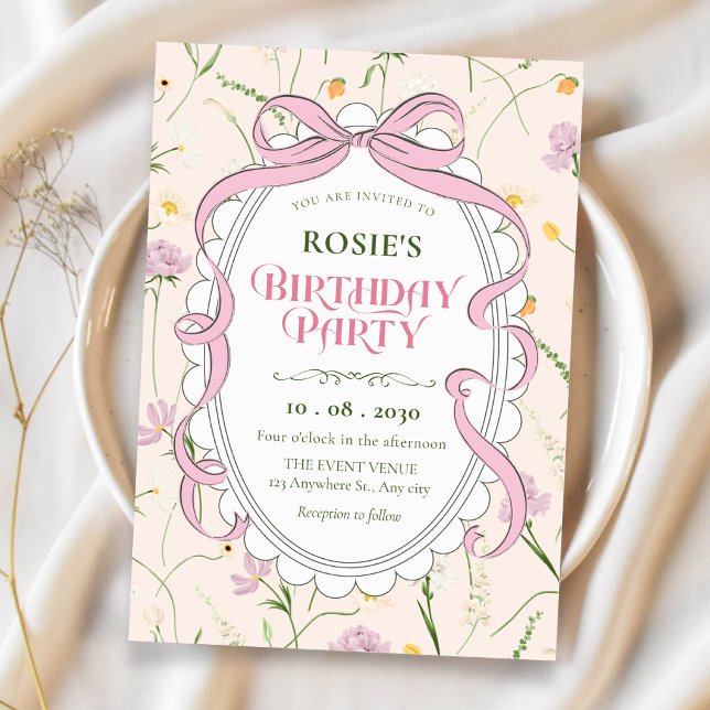 Vintage soft floral birthday invitation (Creator Uploaded)