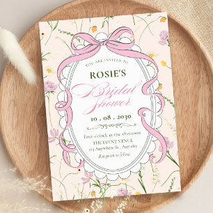 Vintage soft floral bridal shower invitation