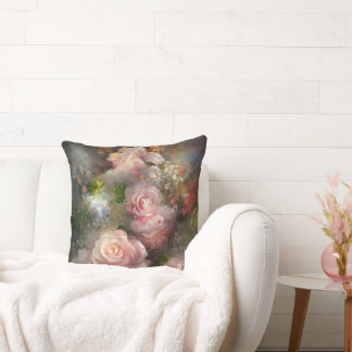Vintage Soft Pink Roses Painted In Watercolor Tape Cushion