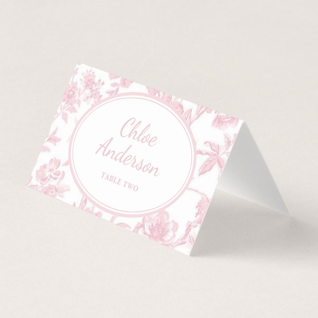 Vintage Soft Pink Toile Chinoiserie Place Card (Front)