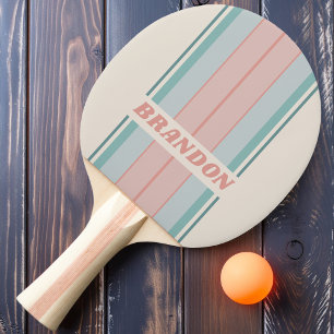 Vintage Soft Sea Shell Board Stripes with Name Ping Pong Paddle