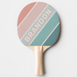 Vintage Soft Sea Shell Bold Striped with Name Ping Pong Paddle