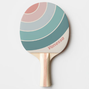 Vintage Soft Sea Shell Circle Stripe with Name Ping Pong Paddle