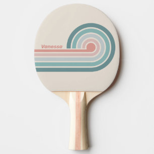 Vintage Soft Sea Shell Stripes with Name Ping Pong Paddle