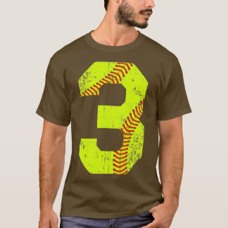 Vintage Softball 3 Jersey Number T-Shirt