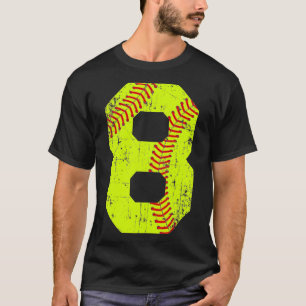 Vintage Softball 8 Jersey Number T-Shirt