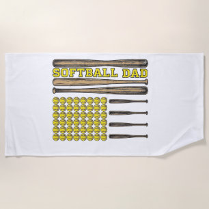 Vintage Softball Dad Bat And Ball Vector Shirt Des Beach Towel