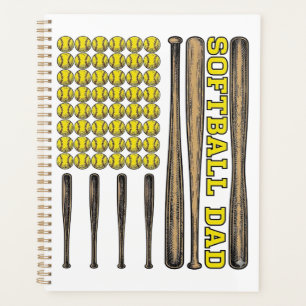Vintage Softball Dad Bat And Ball Vector Shirt Des Planner