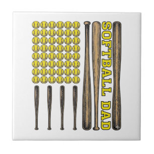 Vintage Softball Dad Bat And Ball Vector Shirt Des Tile