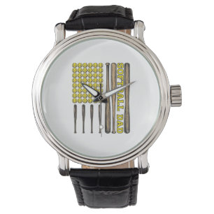 Vintage Softball Dad Bat And Ball Vector Shirt Des Watch