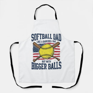 Vintage Softball Dad Bigger Balls Shirt Design_1 Apron