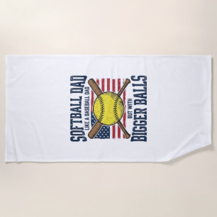 Vintage Softball Dad Bigger Balls Shirt Design_1 Beach Towel