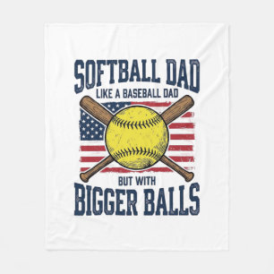 Vintage Softball Dad Bigger Balls Shirt Design_1 Fleece Blanket