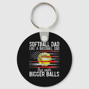 Vintage Softball Dad Like A Baseball Dad Us Flag F Key Ring