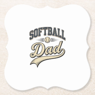 Vintage Softball Dad Sports Father Shirt Design (2 Paper Coaster