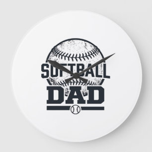 Vintage Softball Dad Vector T-Shirt Design_1 Large Clock