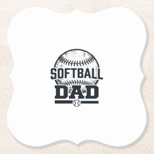 Vintage Softball Dad Vector T-Shirt Design_1 Paper Coaster
