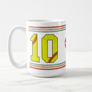 Vintage Softball Number 10 Retro Birthday Athlete Coffee Mug
