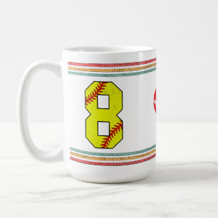 Vintage Softball Number 8 Retro Birthday Athlete Coffee Mug